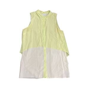 ADDISON Silk Sleeveless Button up Tunic Two Tone Blouse Size Large Artsy chic